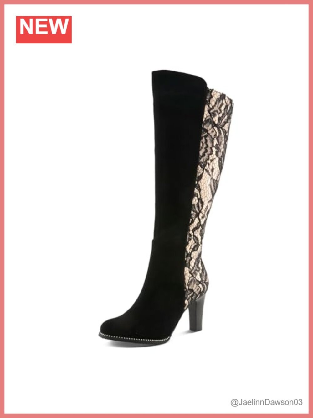 L'Artiste Sultana Knee-High Faux Suede Lace Boot with Mid Heel & Zip